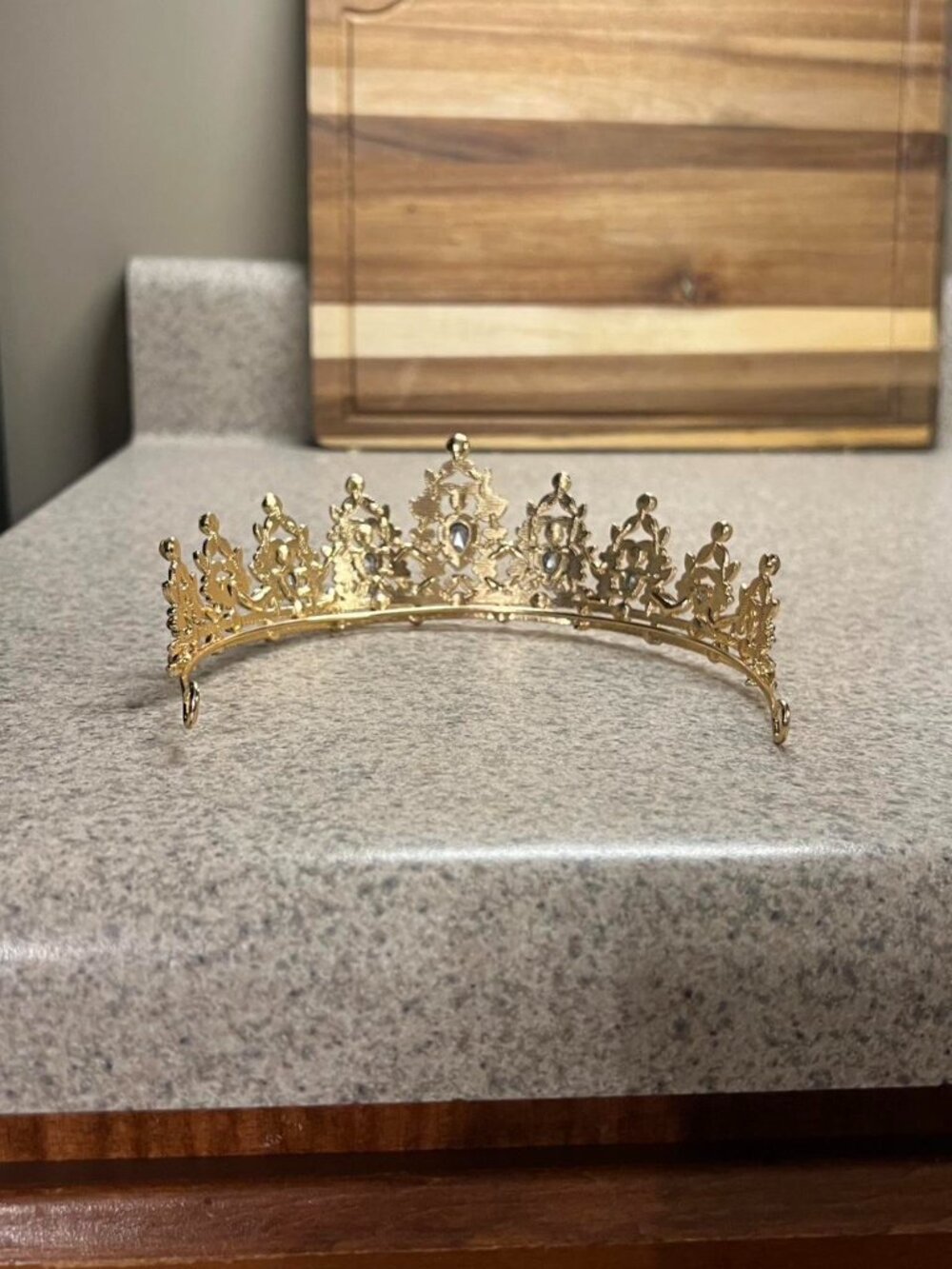 Gold Rhinestone Tiara - Picture 3 of 4